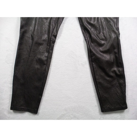 Spanx Pants Womens Size Petite Medium Black Leather-Like Ankle Skinny Pull On - Picture 2 of 14